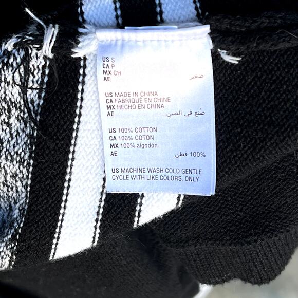 Karen Scott Women's Mapleton 1/4 Zip Cotton Sweater Black White, Striped Size S - Picture 9 of 10